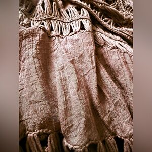 Mauve crochet fringe shawl vest